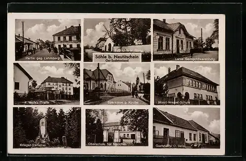 AK Söhle, Gasthaus Beier, Schule, Gemischtwarenhandlung Lares