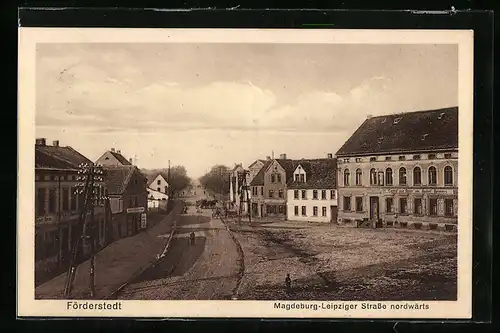 AK Förderstedt, Gasthof zum Adler in der Magdeburg-Leipziger Strasse