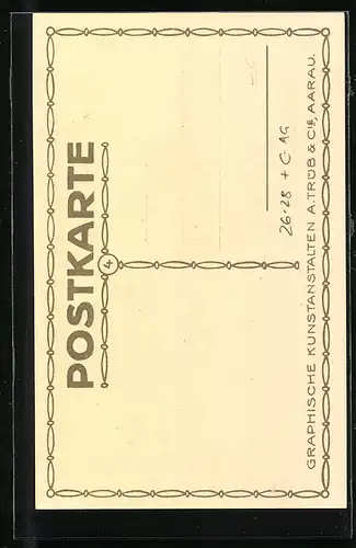 Steindruck-AK Alt-Aarau, Partie an der Kirchentreppe