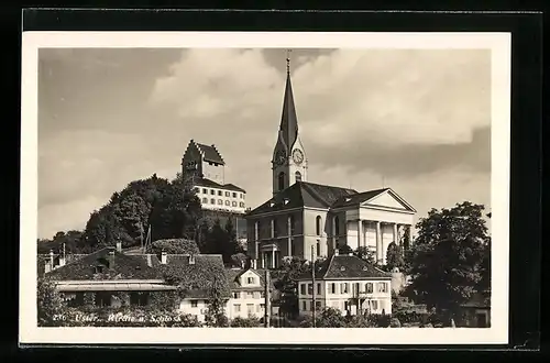 AK Uster, Blick auf Kirche und Schloss