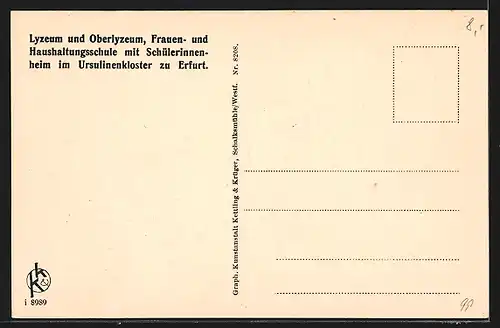 AK Erfurt, Lyzeum und Haushaltungsschule im Ursulinenkloster - Altes Speisezimmer