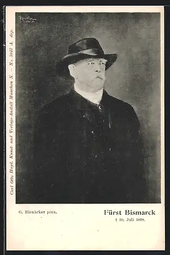 AK Fürst Bismarck in Zivil mit Hut, gestorben 30. Juli 1898