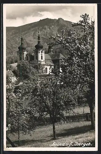 AK Haindorf / Hejnice, Blick zur Kirche