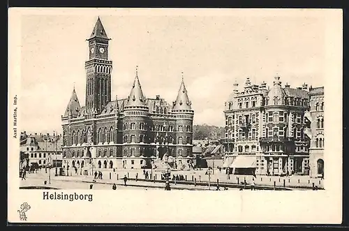 AK Helsingborg, Ortsansicht mit Rathaus