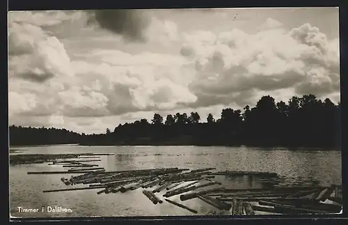 AK Timmer i. Dalälven, See mit Baumstämmen