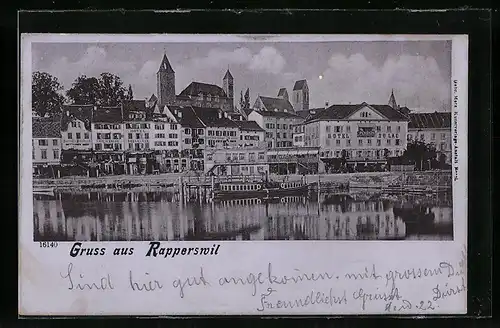 AK Rapperswil, Dampfer vor Hotel Pension du Lac