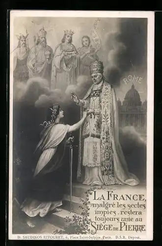 AK La France malgré les sectes..., Papst Pius X.