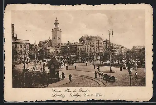 AK Lwów / Lemberg, Plac sw. Ducha, Heiliger Geist-Platz, Pferdegespann