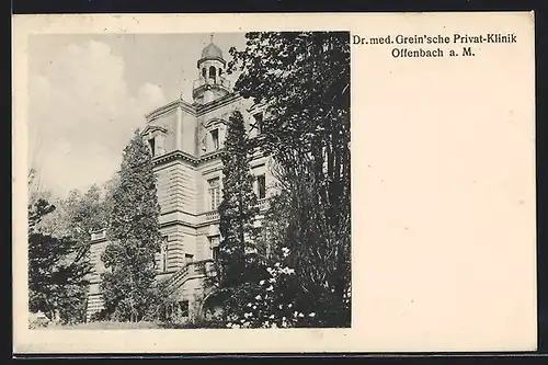 AK Offenbach a. M., Dr. med. Grein`sche Privat-Klinik, Aussenansicht, Reservelazarett Nr. 12