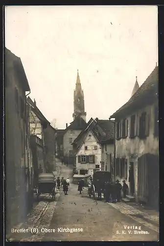 AK Bretten, Obere Kirchgasse mit Blick zur Kirche