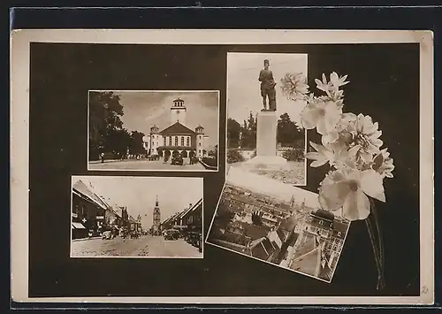 AK Trnava, Denkmal von General Stefanikov, Evangelische Kirche, Strassenpartie