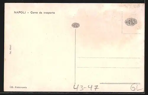 AK Neapel / Napoli, Carro da trasporto, Fuhrwerk mit Rind und Pferd als Zugtiere