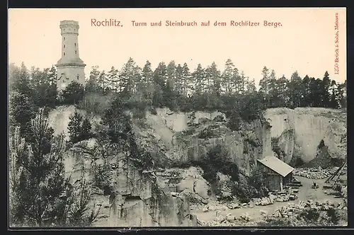 AK Rochlitz, Steinbruch und Turm auf dem Rochlitzer Berge