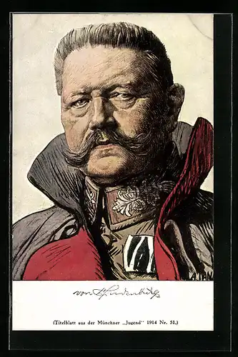 AK Portrait Paul von Hindenburg, Titelblatt aus der Münchner Jugend 1914 Nr. 51