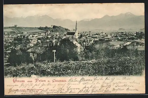 AK Prien am Chiemsee, Gesamtansicht mit der Kirche