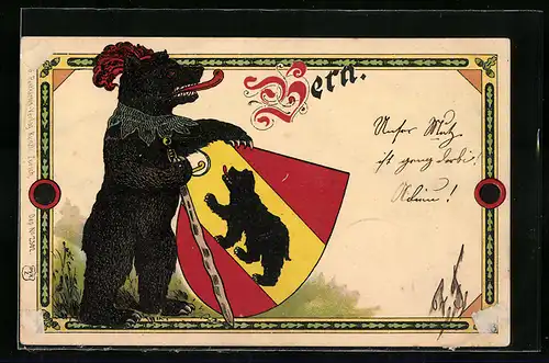 AK Bern, Bär mit Wappen und Schwert