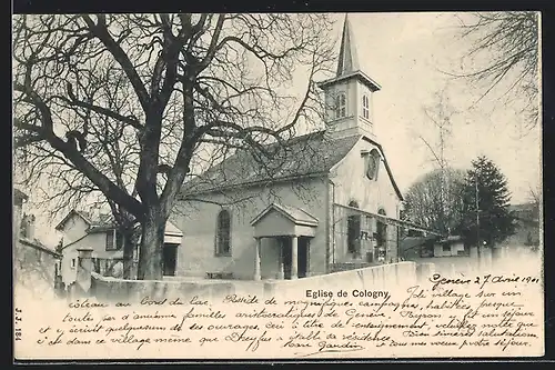 AK Cologny, Eglise, Blick zur Kirche