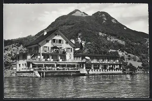 AK Gersau, Gasthaus Schwert mit Seeterrasse