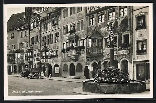 AK Stein a. Rh., Gasthof zur Sonne am Rathausplatz mit Brunnen