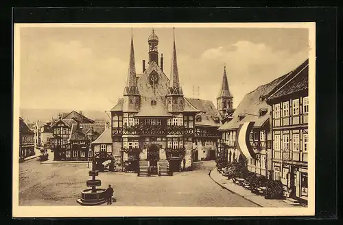 AK Wernigerode, Rathaus mit Vorplatz