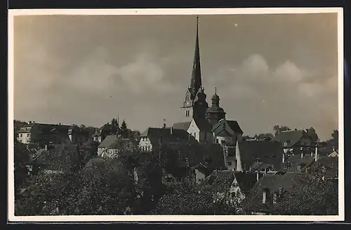 AK Beromünster, Blick über die Dächer auf die Kirche