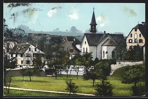 AK St. Jakob an der Birs, Ortspartie mit Kirche