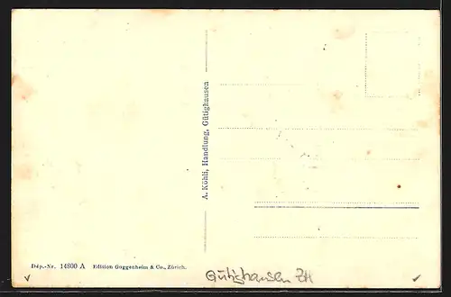 AK Gütighausen, Gesamtansicht mit Landstrasse und Feldern