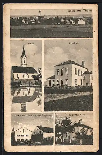 AK Thann / Riedenburg, Partie mit Handlung und Gasthaus, Expositions Haus, Kirche