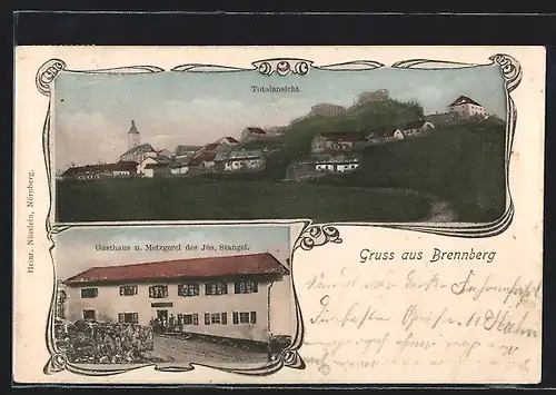 AK Brennberg, Gasthaus u. Metzgerei von Jos. Stangel, Totalansicht