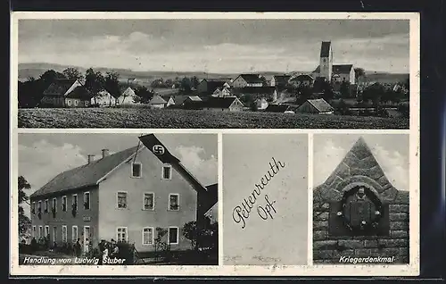 AK Pettenreuth /Opf., Handlung von Ludwig Stuber, Kriegerdenkmal, Panorama