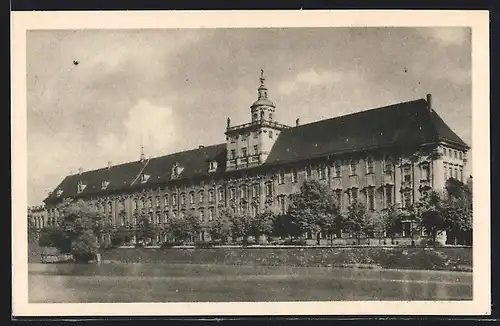 AK Breslau, Universitätsgebäude am Wasser