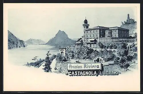 Künstler-AK Castagnola /Lugano, Pension Riviera