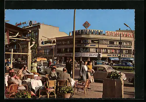 AK Berlin, Kurfürstendamm mit Café und Geschäften