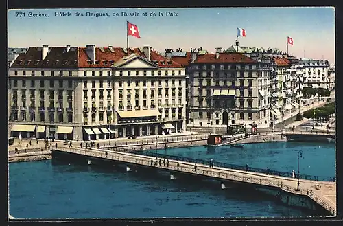 AK Genève, Hotels de Bergues, de Russie et de la Paix