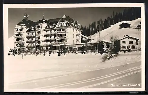 AK Clavadel, Sanatorium im Schnee