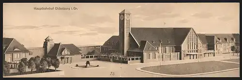 Klapp-AK Oldenburg i. Gr., Ansicht vom Hauptbahnhof