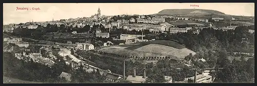 Klapp-AK Annaberg i. Erzgeb., Panorama mit Fabrikgelände und Pöhlberg