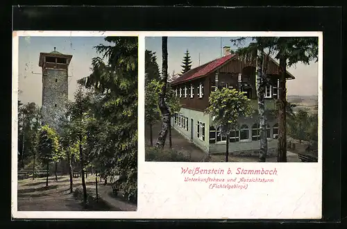 AK Weissenstein bei Stammbach, Gasthaus und Aussichtsurm