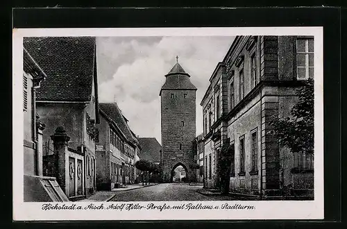 AK Höchstadt a. Aisch, Strasse mit Rathaus u. Stadtturm