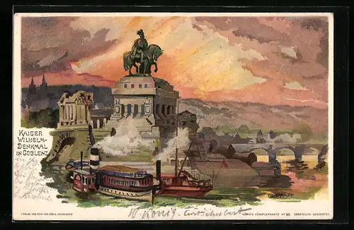 Künstler-AK C. Pfaff: Kaiser Wilhelm-Denkmal in Coblenz