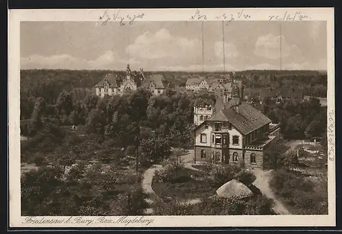 AK Friedensau b. Burg, Ortsansicht aus der Vogelschau