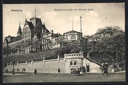 AK Hamburg-St.Pauli, Navigationsschule und Wiezel`s Hotel