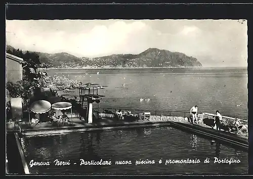 AK Genova-Nervi, Particolare nuova piscina e promontaria di Portofino