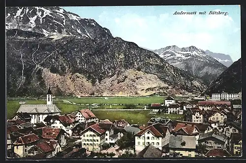 AK Andermatt, Ortsansicht mit Bätzberg