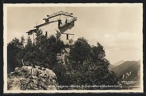 AK Lugano, Monte S. Salvatore, Haus mit Dachterrasse auf Berg