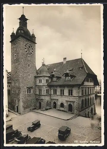 AK Luzern, Rathaus aus der Vogelschau