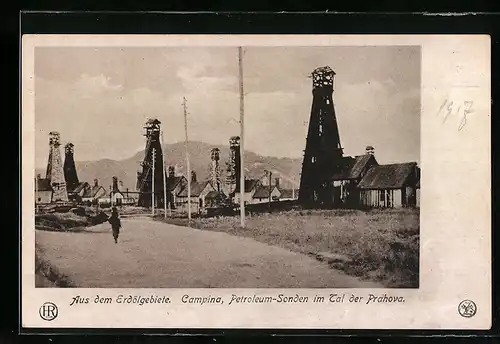 AK Rumänien, Petroleum-Sonden im Tal der Prahova