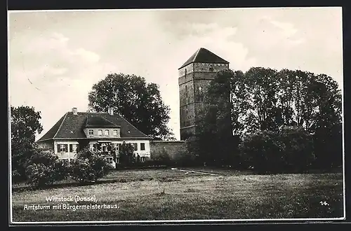 AK Wittstock / Dosse, Amtsturm mit Bürgermeisterhaus