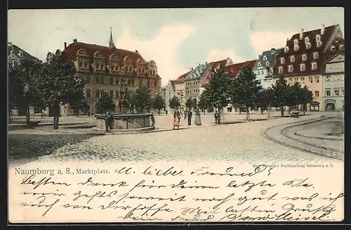 AK Naumburg a. S., Blick über den Marktplatz mit Anwohnern