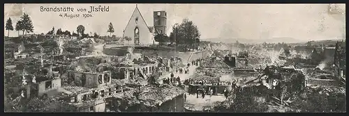 Klapp-AK Ilsfeld, Panoramaansicht der Brandstätte